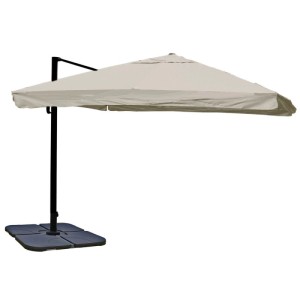 Cremefarbener MCW Ampelschirm 3,5x3,5m mit Alu-Gestell und Ständer.
