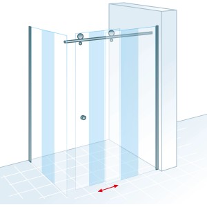Schulte ExpressPlus Gleittür MasterClass, Chromoptik, 80x120x200cm, mit Seitenwand. Duschtür mit Schiebetür.