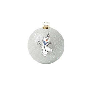 Weiße, glitzernde Disney Weihnachtskugel mit Olaf-Motiv, Ø 15 cm. Perfekt für den Weihnachtsbaum.