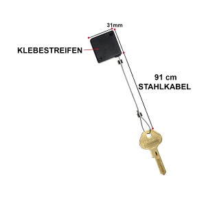 Master Lock Schlüsselkabel 5490EURD für Tresore, ausziehbar mit Schlüssel. 91 cm Stahlkabel.