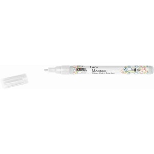 Kreul Lack Marker Fine, weißer Stift mit feiner Spitze und abgenommener Kappe.
