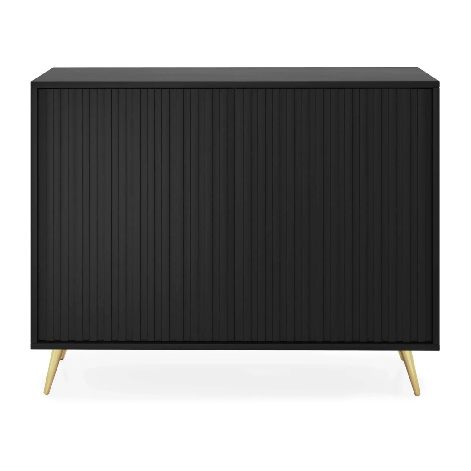 Selsey Selsey Sideboard Bello mit Lamellenfronten 104 cm Schwarz mit Goldenen Beinen_6