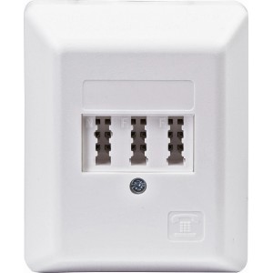 Aufputz TAE Dose von Schwaiger, TDA1238 532, mit 4-poligem Anschluss für Telefonzubehör.