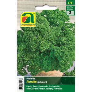 Saatgutpackung Austrosaat Petersilie Afrodite, stark gekrauste Petersilie.