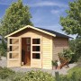 Karibu Holz-Gartenhaus Tyka, naturbelassen mit Satteldach, 300x300 cm.