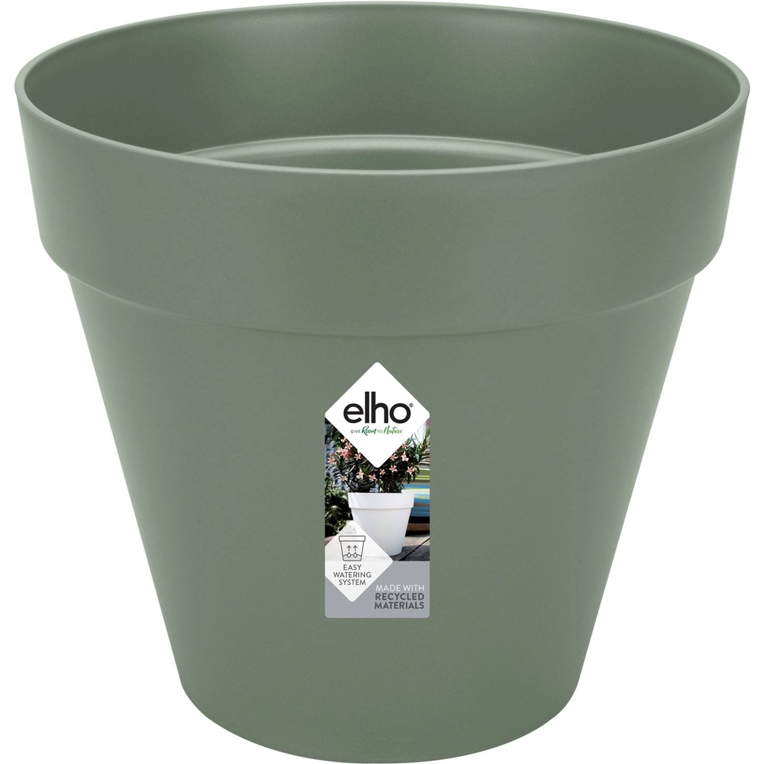 Elho Blumentopf Loft Ø 25 cm, pistaziengrün, ideal für Balkon und Garten.