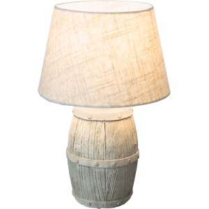 Nino Leuchten Tischleuchte Lisco in Betonoptik, 33 cm. Design-Tischlampe im Landhausstil mit Weinfass-Form.