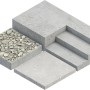 Illustration verschiedener grauer Pflastersteine und einer Treppenstufe aus Beton.