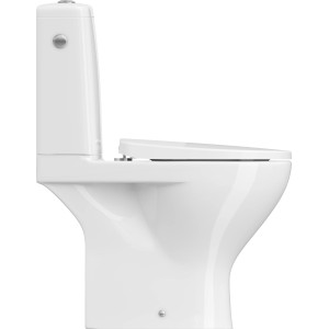 Weißes baliv Stand-WC-Set WC-7655 mit spülrandlosem Design und WC-Sitz mit Absenkautomatik.