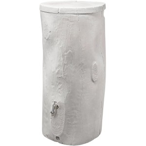 Garantia Regentonne Woodstock in Baumstamm-Optik, 250 l, Greywood mit Wasserhahn.