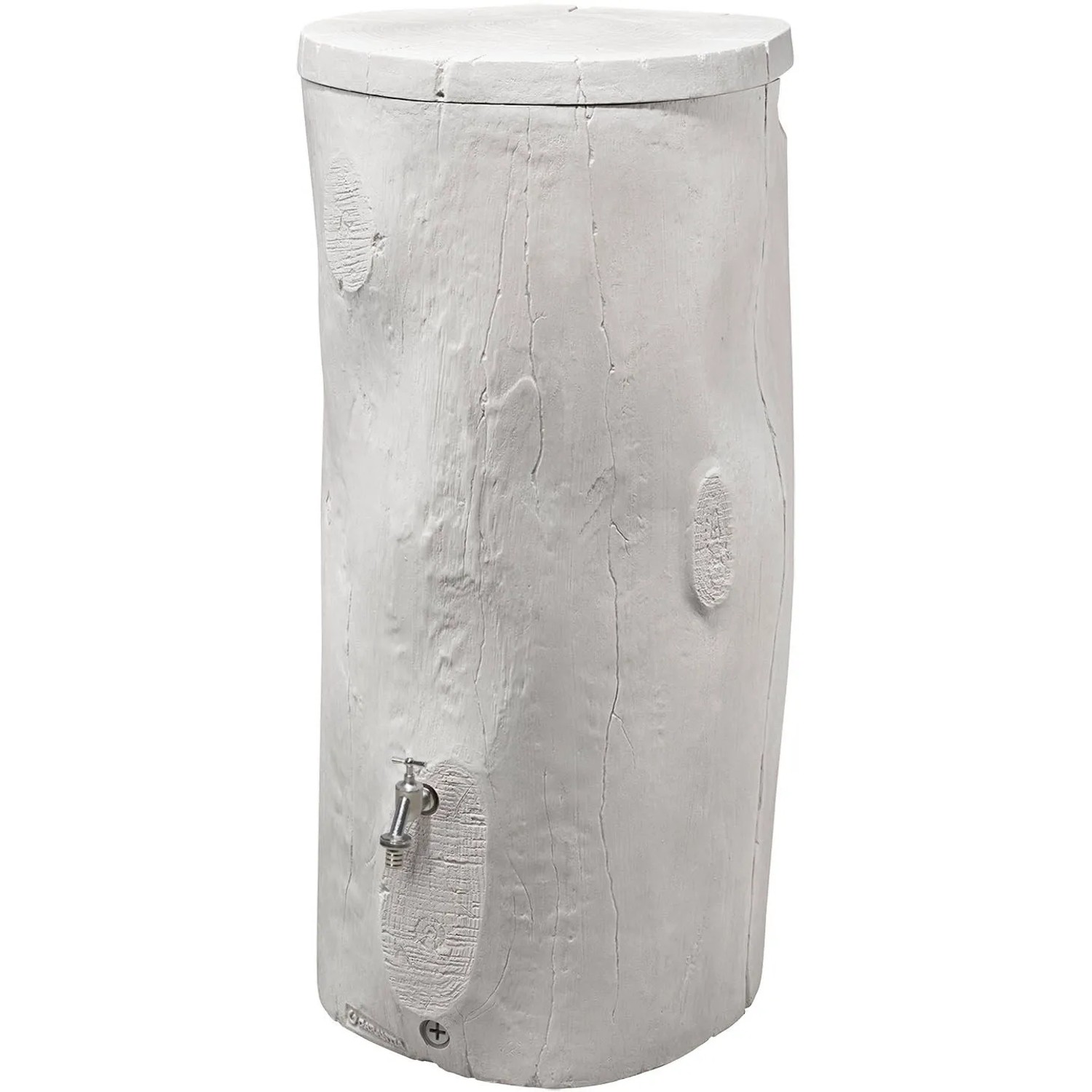 Garantia Regentonne Woodstock in Baumstamm-Optik, 250 l, Greywood mit Wasserhahn.