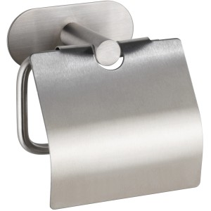 Wenko Toilettenpapierhalter Orea Matt mit Deckel, Edelstahl, zur Wandmontage ohne Bohren.