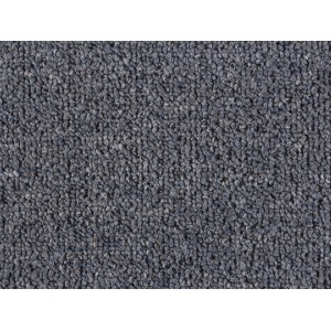 Blauer Teppichboden Ron als Meterware, 400 cm breit, aus robustem Polypropylen.