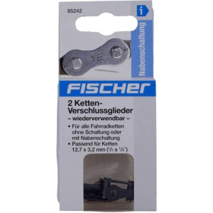 Fischer Kettenverschlussglieder, 12,7 mm, 2 Stück, für Fahrradketten ohne Schaltung.