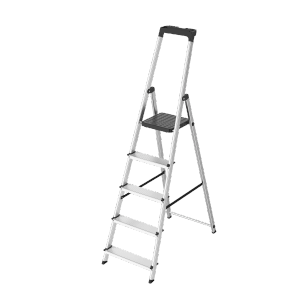 Casa Si Klapptrittleiter mit 5 Stufen, silberfarben, ideal für den Haushalt.