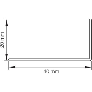 Weißes Winkelprofil 40x20 mm, Nutzlänge 217,5 cm, für Fenster-Zubehör.