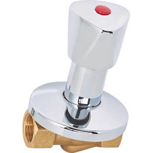 Unterputzventil (Rp 1/2) aus verchromtem Messing mit Dreikanthaubengriff.