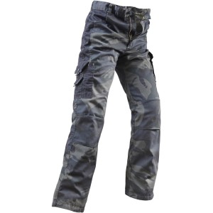 Uncle Sam Arbeitshose in Oliv Camouflage/Schwarz, Größe 46. Leichte Sommerhose mit praktischen Taschen.