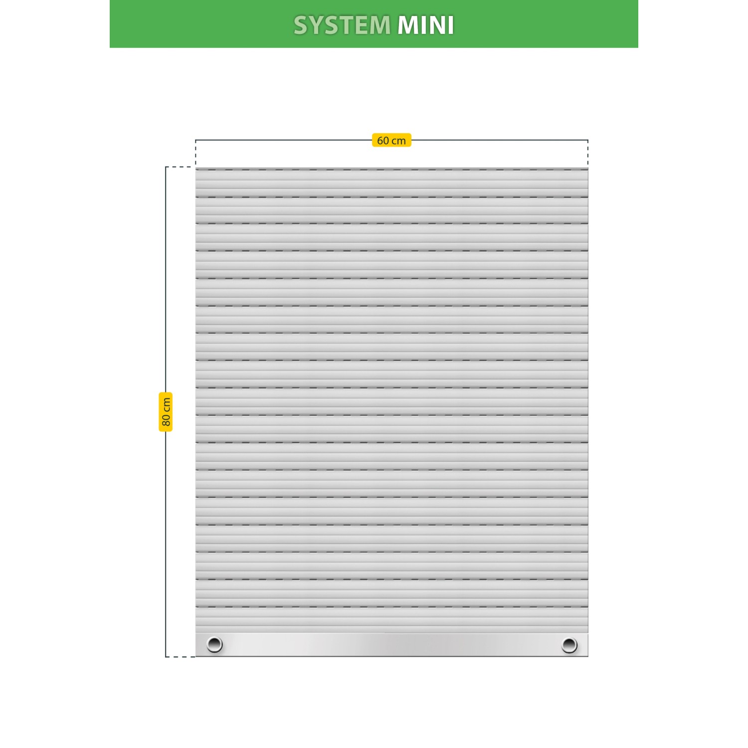 Grauer Schellenberg Rollladenpanzer Mini, 80x60 cm, für Rollladenantriebe.