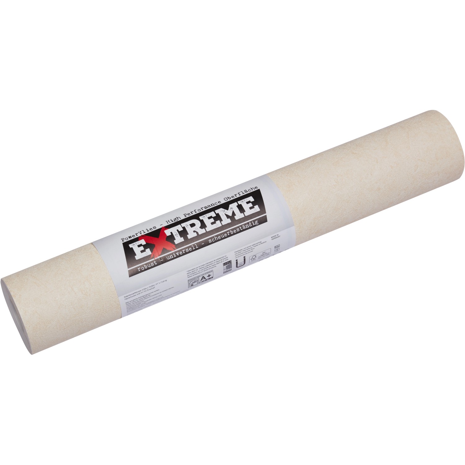 Rolle Vliestapete Extreme Uni Beige, kratz- und stoßfest.