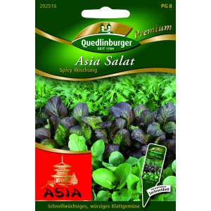 Samenpackung Quedlinburger Asia Salat 'Spicy Mischung', würziges Blattgemüse für Beet, Balkon und Terrasse.
