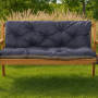 Setgarden marine Bankauflage 120x60x60cm für 2-Sitzer Bänke, gesteppt, auf Holzbank im Garten.