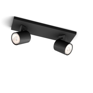 Schwarzer Philips LED-Spot myLiving Runner, 2-flammig, für Deckenmontage.