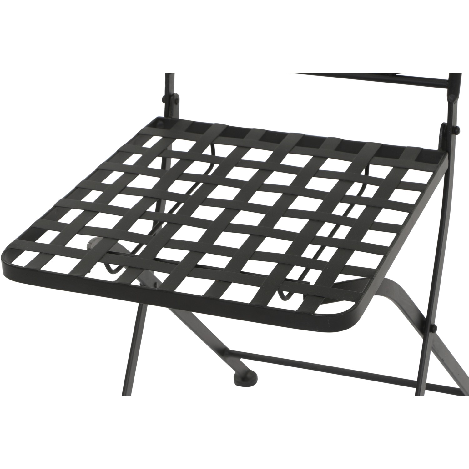 Detailansicht des schwarzen Siena Garden Klappsessels Prato mit Mosaikmuster.