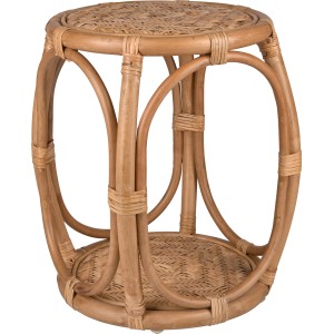 Runder Beistelltisch Safari Lodge aus Rattan, Natur, 45 cm hoch, für den Innenbereich.
