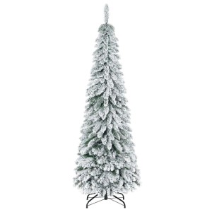 HOMCOM Künstlicher Weihnachtsbaum 180cm mit Kunstschnee, grüne Äste, auf schwarzem Standfuß. Winterliche Kunsttanne.