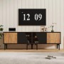 okwish TV Schrank mit Stauraum Fächern Wohnzimmer 160x36.5x45cm Braun_3