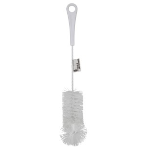 Weiße Fackelmann Flaschenbürste, 33 cm lang, aus Nylon für die Reinigung von Flaschen.