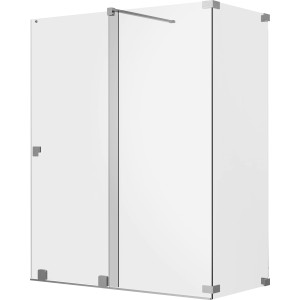 Schöner Wohnen Walk-In Dusche mit Schiebetür und Seitenwand, silbermatte Beschläge, 110x120x200 cm.