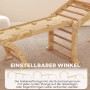 AIYAPLAY Klettergerüst aus Holz mit verstellbarer Rutsche und Klettergriffen. Detailansicht der Winkelverstellung.