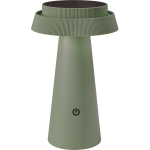 Grüne Solar-Tischleuchte Nerano, Ø 14x23cm, mit Solarpanel und USB-Anschluss. Dimmbar, warmweißes Licht.