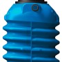 Blauer 4rain Erdtank Modularis 2.500 l mit schwarzer Schachtverlängerung und Tankabdeckung.