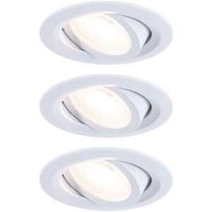 Paulmann FixedLED 3er-Set: Drei weiße, schwenkbare LED-Einbaustrahler mit warmweißem Licht.