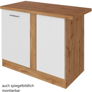 Held Möbel Eckunterschrank Sorrento, 110x85x60 cm, weiße Tür, Eiche Dekor