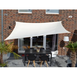Floracord Vierecksonnensegel Hell Elfenbein 250 cm x 300 cm mit Regenschutz