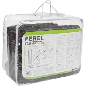 Perel Sonnensegel, quadratisch, 5x5 m, dunkelgrau, wasserdurchlässig, verpackt.