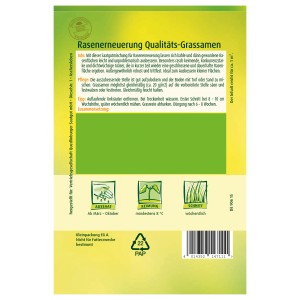 Quedlinburger Rasenerneuerung 30g Packung für dichten, robusten Rasen.