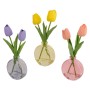 Dekorative Tulpen aus EVA im Topf, 3-fach sortiert in Lila, Gelb und Orange.