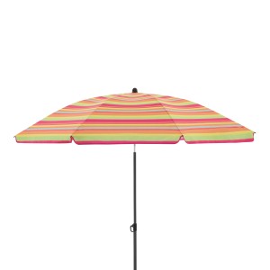 Derby Marktschirm COMO, Ø 165 cm, Orange-Mix, mit Knickfunktion. Sonnenschirm mit bunten Streifen.