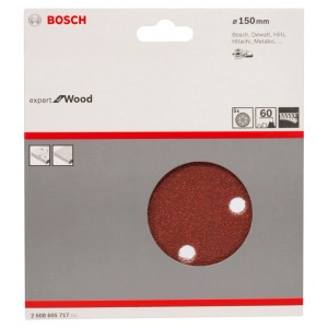 Bosch Schleifblatt Expert for Wood K60, Ø 150 mm, für Holz und Farbe.