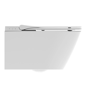 Schütte Dusch-WC Cesar Premium Slim, spülrandlos, weiß, mit D-Form Slim WC-Sitz.