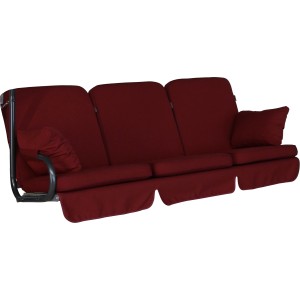 Rote Angerer Hollywoodschaukel Auflage Star Detroit mit Seiten- und Unterkissen.