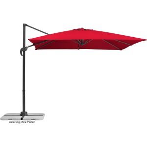Roter Schneider Ampelschirm (340x270 cm) mit Dreh- und Neigungsfunktion für Garten oder Terrasse.