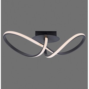 Moderne LED-Deckenleuchte Maria von Just Light, 61x24,5 cm, mit geschwungenem, schwarzem Design.