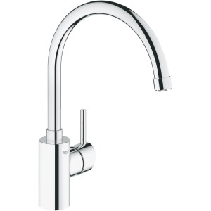 Grohe Concetto Spültischbatterie in Chrom mit hohem, gebogenem Auslauf für Niederdruck.
