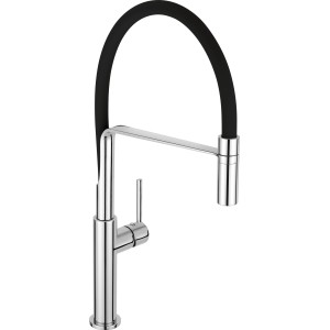 baliv Küchenarmatur KI-1330, Schwarz/Chrom Einhebelmischer mit flexiblem Auslauf.